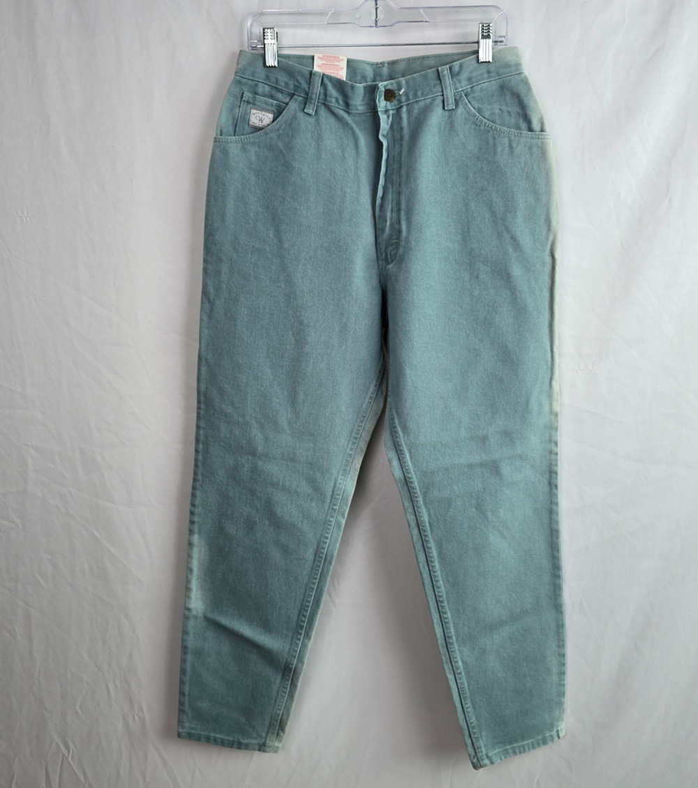 Vintage Wrangler Jeans Women's 14 x 30 Aloe Blue-Green Light Wash Short NWT